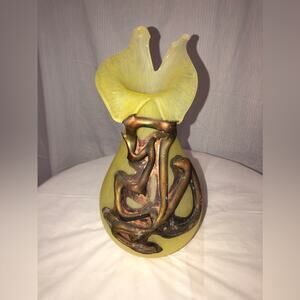 Vintage Hand Made Blown Glass Coated With Metal  Yellow